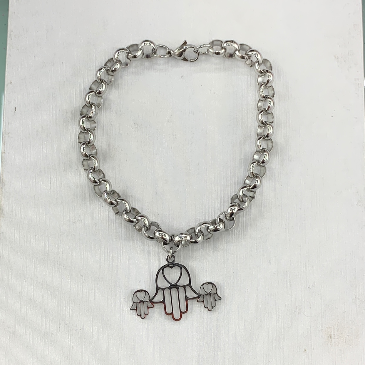 3-Palm accessory bracelet on 7cm round pearl chain (for men) thumbnail