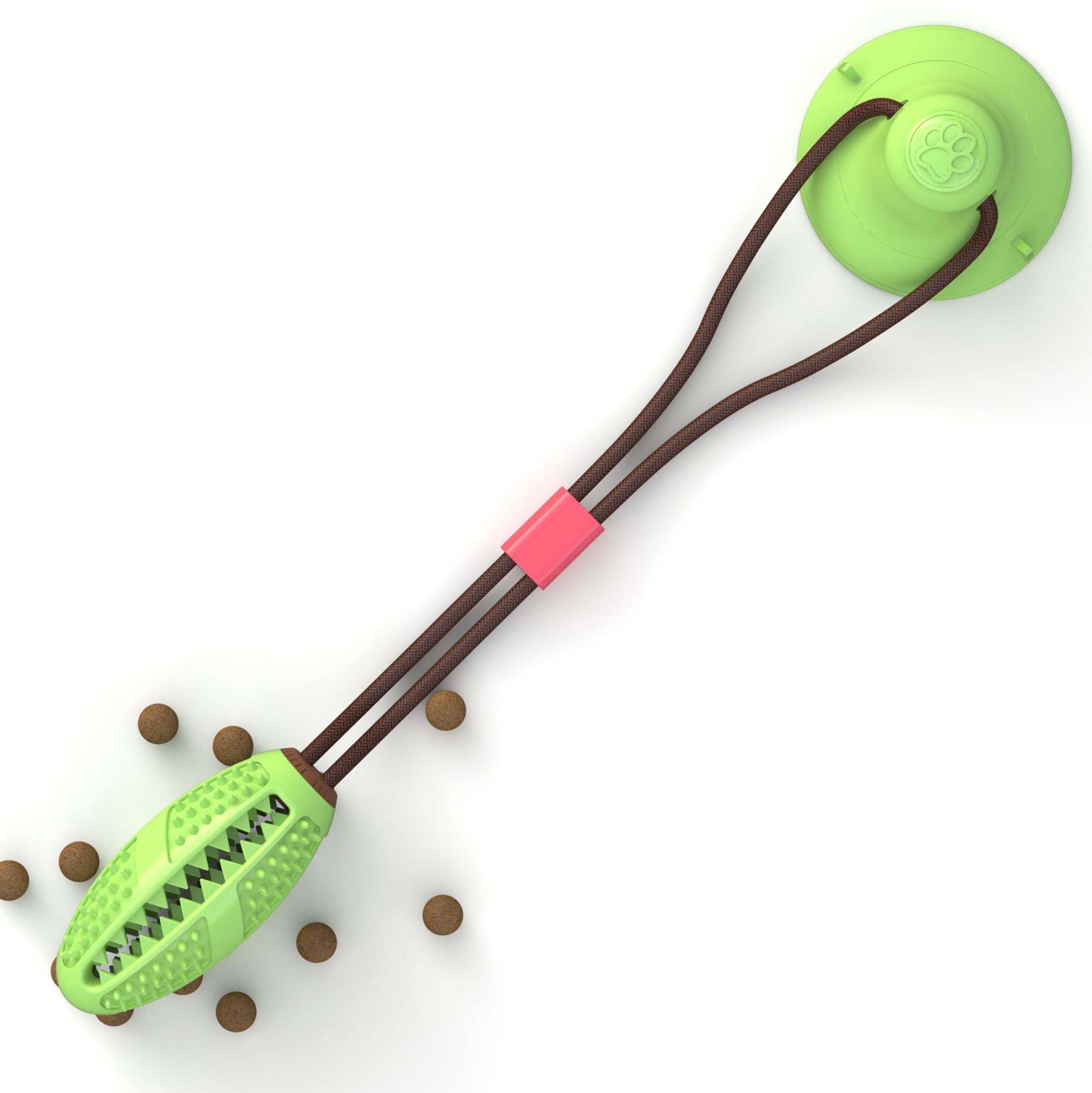Pet products Amazon sells a hot dog toy called suction cup, Molar, leaky food device, and Pet Molar Application Scenario