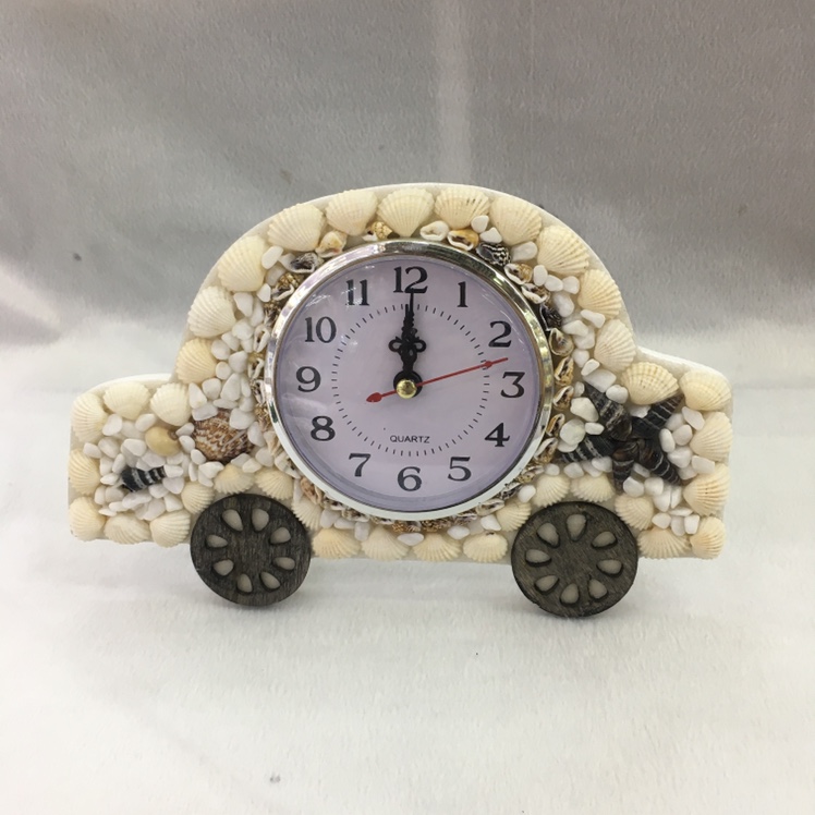 丽飞工艺创意家居工艺品摆件天然贝壳时钟书桌摆件汽车时钟2