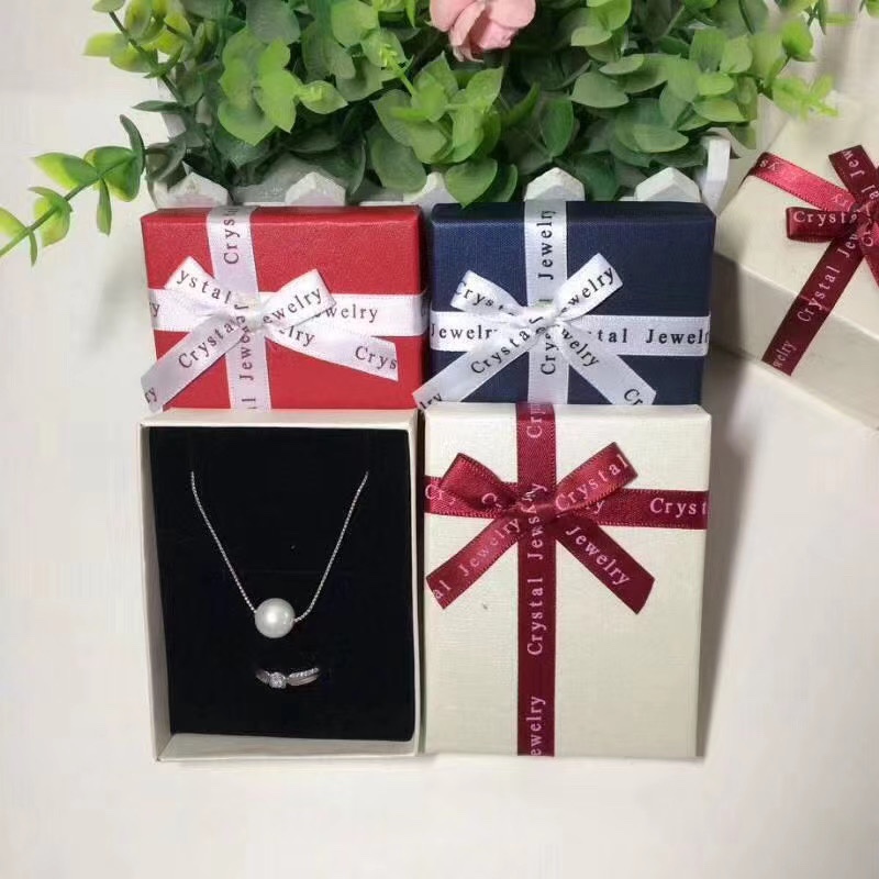 首饰盒韩版丝带蝴蝶结logo三件套纸盒 可放戒指耳环项链