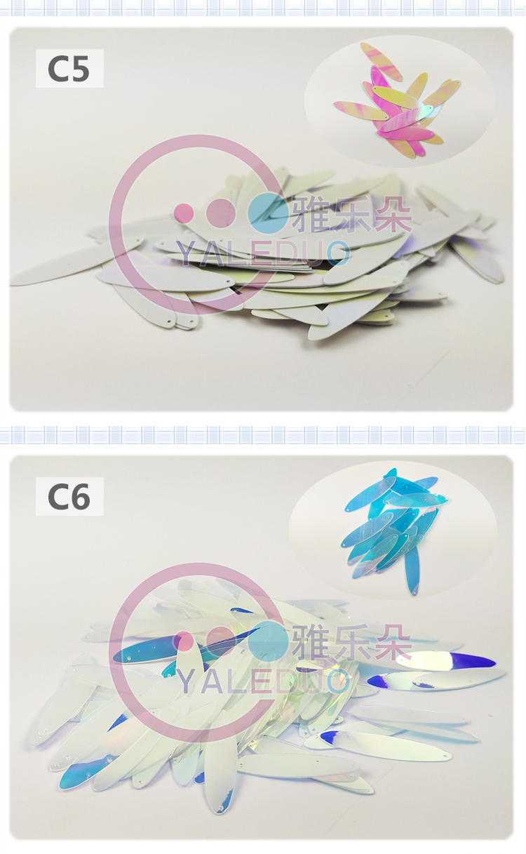 Double-pointed oval golden iridic single-hole sequin diy handcrafted irregular-shaped sequin clothing earrings accessories detail image 6