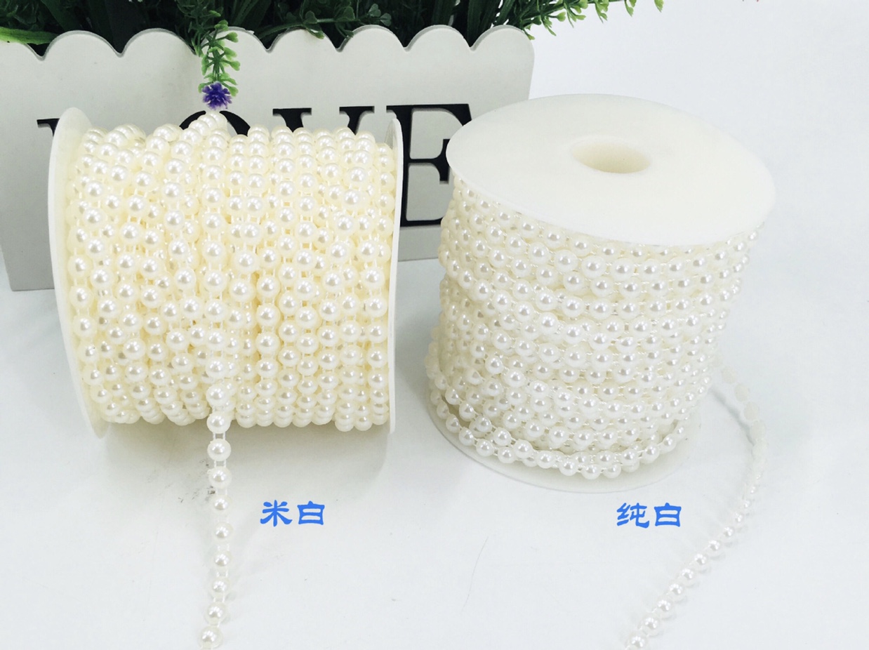 Factory direct selling 6mm half side single row double line bead, children's hair pin accessories, bridal wedding dress decoration, clothing accessories Diy jewelry accessories decoration imitation pearl cotton beads. thumbnail