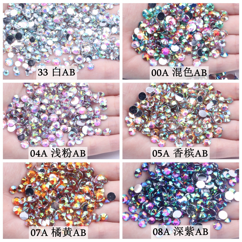 Coated Bottom Resin Diamond Light Powder Ab4mm50,000 Flat Bottom Rhinestones 14 Cut Manicure Accessories Hair Accessories full figure