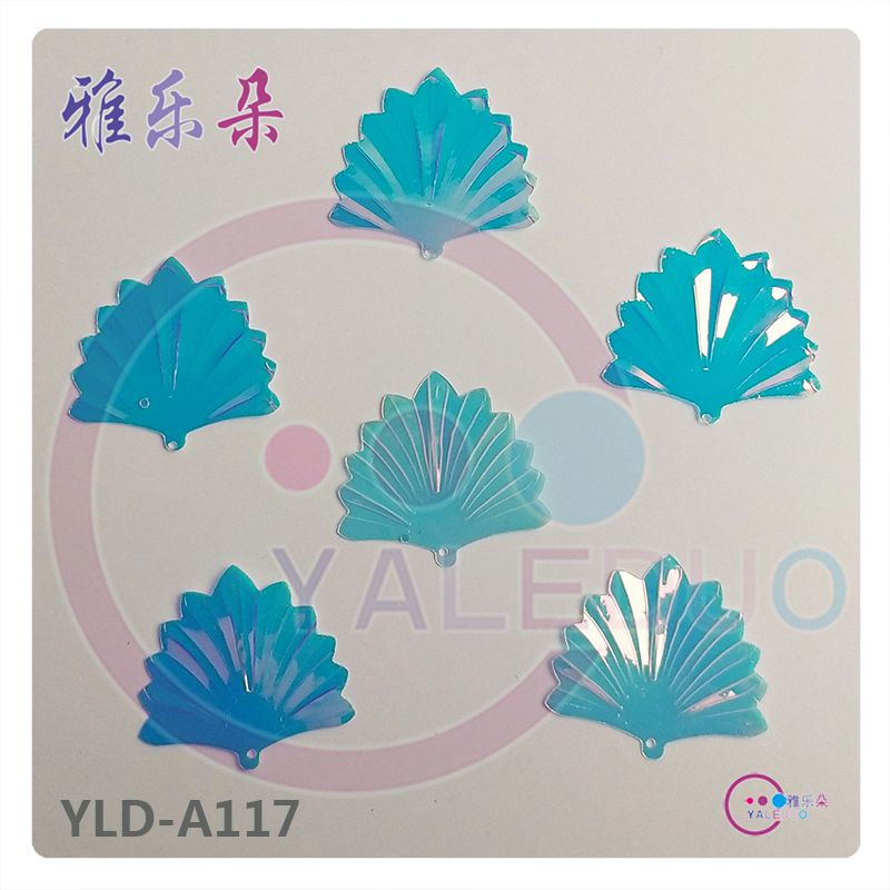 PVC金光36x34mm扇形亮片耳环珠片舞台装扮 diy饰品材料配件淘货源