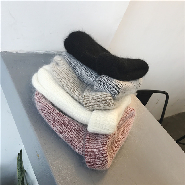 Double Thickened Angora Rabbit Hair Warm Wool Hat For Men And Women Autumn-Winter Vintage All-Over Earprotection Pile Knit Hat Specification drawing