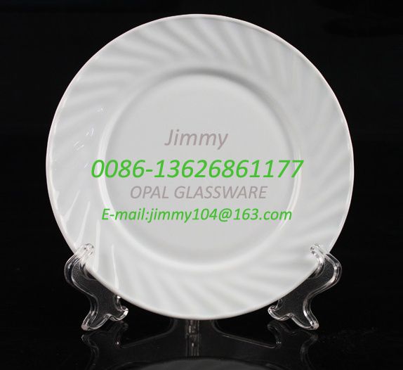 盘玻璃盘白玉盘餐盘耐热玻璃乳白玻璃家用酒店用-7寸平盘 plate