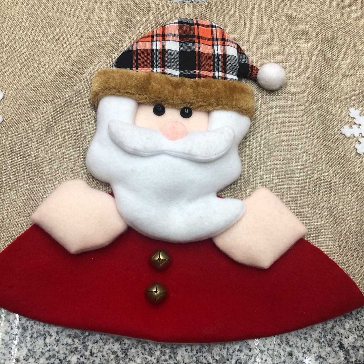 The latest 80cm linen Christmas tree dress with Santa Claus stickers from Hua's Christmas Craft Christmas decoration Specification image