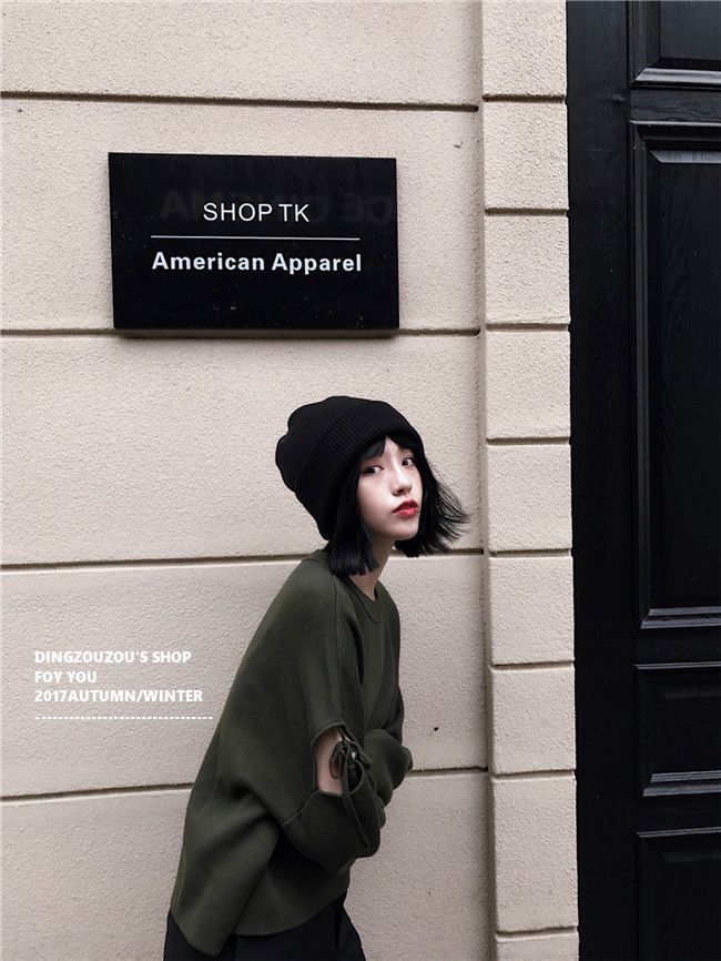 autumn and winter thick soft solid color all matching wool hat fashion men's and women's casual street warm light panel knitted hat rolled edge