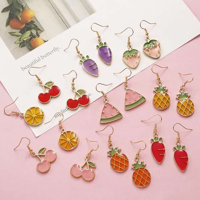 Colorful fruit earrings thumbnail