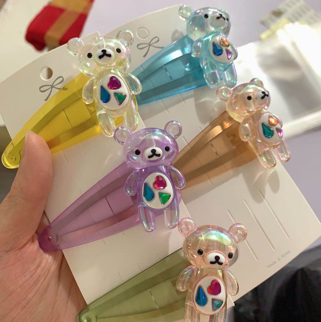 Zitong Accessories Cartoon Bear Clip Hair Accessories Hair Tie Cute Girl Korean Version Sweet Temperament Simple Fresh Hair Tie Leather Band Cartoon Pearl Hair Tie details Picture