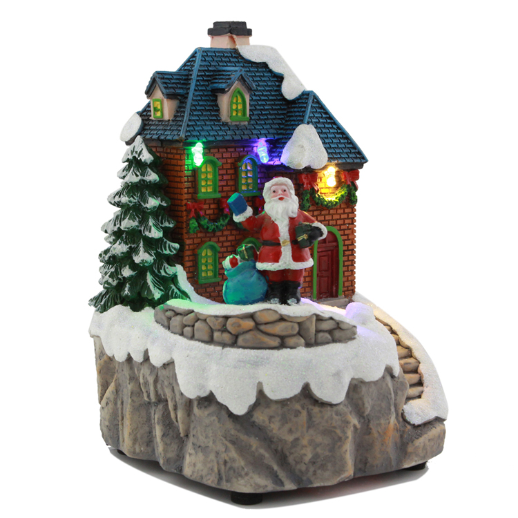 LED彩灯圣诞装饰礼品旋转乡村房子模型健美工艺详情9