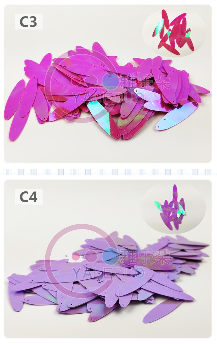 Double-pointed oval golden iridic single-hole sequin diy handcrafted irregular-shaped sequin clothing earrings accessories detail image 5