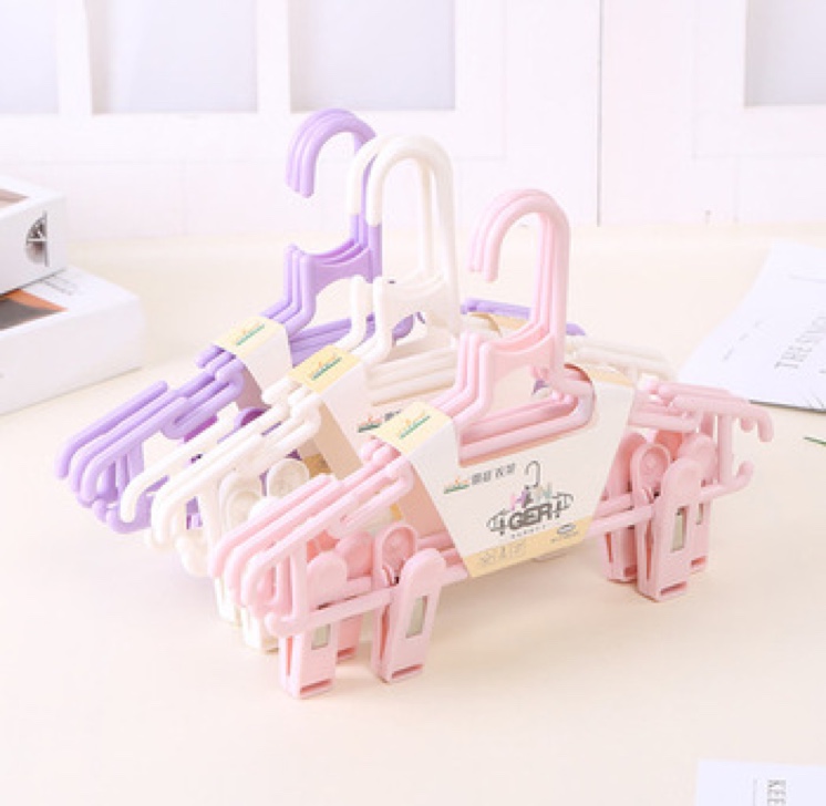LT1040 Household kids baby plastic coat hanger with clip set coat hanger