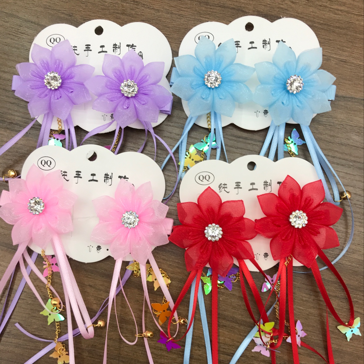 儿童发夹女童古风汉服发饰可爱珍珠蝴蝶结夹子小女孩头饰宝宝发卡