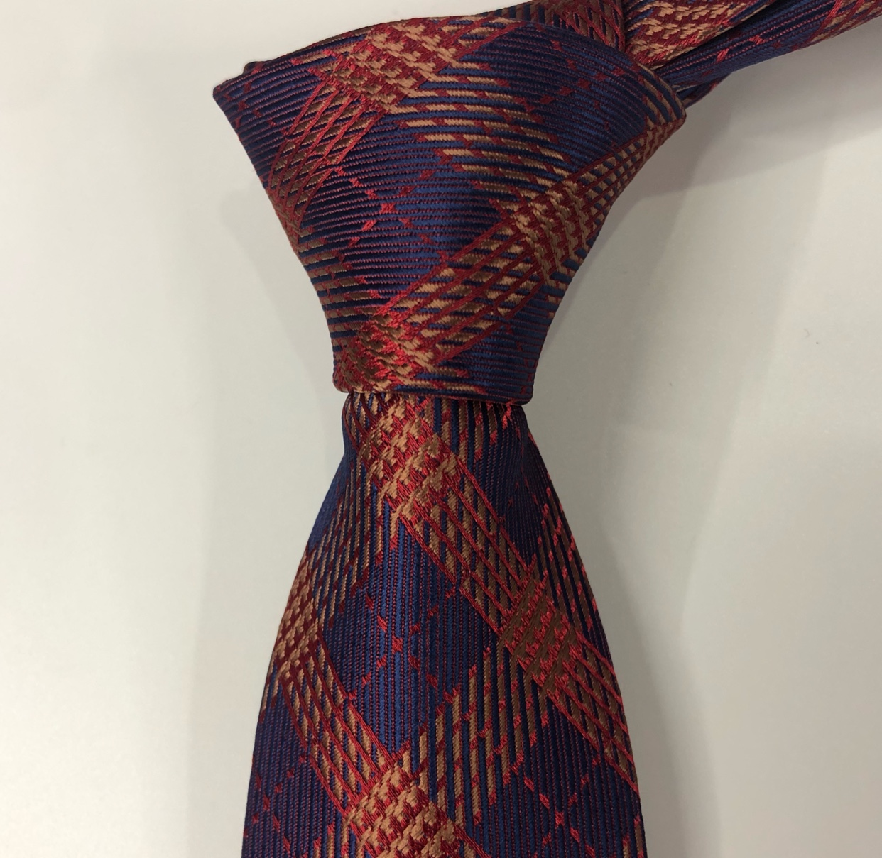 男士领带斜纹条纹大格子涤纶领带编织提花橘色黄色紫色领带工厂详情图5