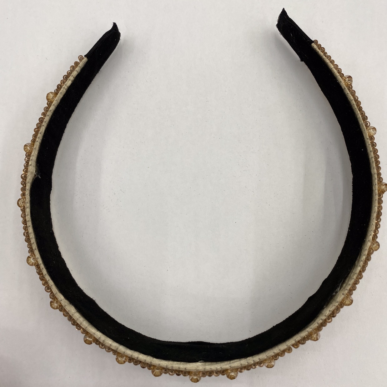 Rice bead crystal mixed with woven headband amber thumbnail