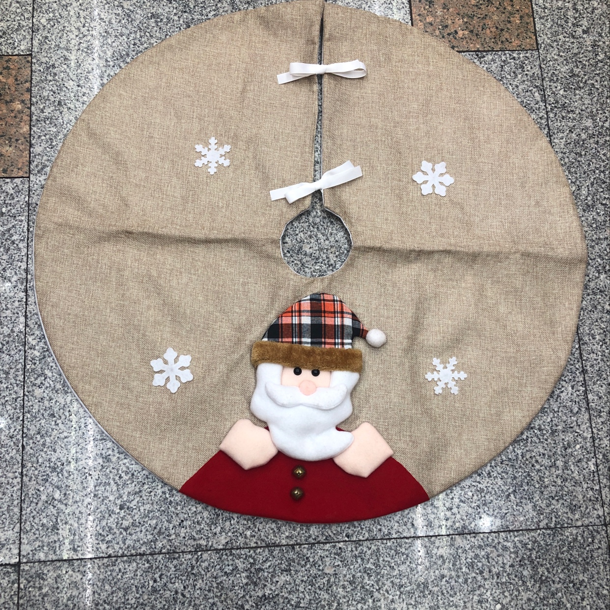 The latest 80cm linen Christmas tree dress with Santa Claus stickers from Hua's Christmas Craft Christmas decoration details Picture