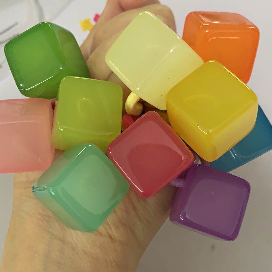 梓潼饰品果冻方块侧孔皮筋发饰发绳可爱少女韩版甜美气质简约清新头饰发绳皮筋卡通珍珠发饰头绳