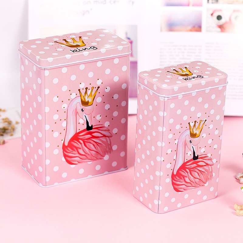 Flamingo set two long square column canister tinplate canister cafe caddy thumbnail