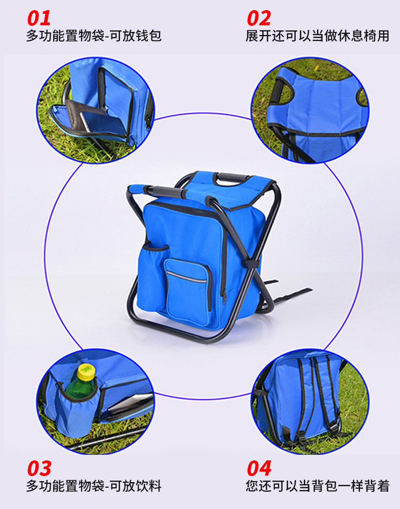 Folding stool, camouflage ice pack stool, insulated bag fishing stool, outdoor refrigerated fishing stool and chair detail image 5