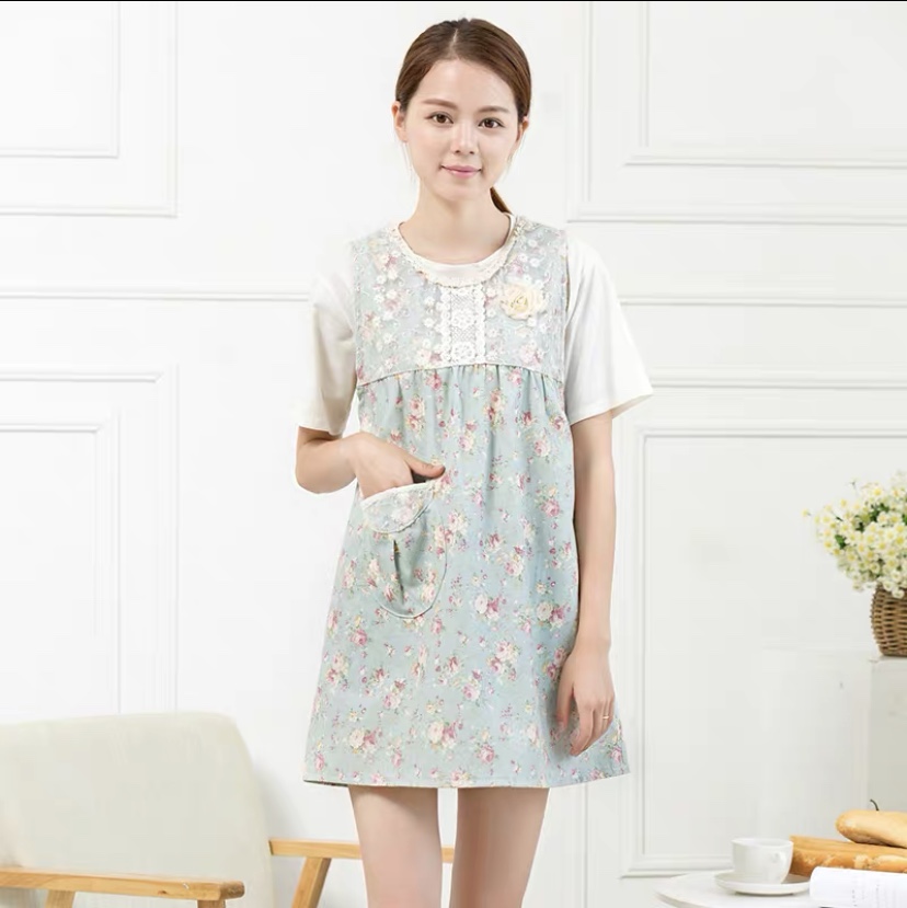 Apron Fashion Kitchen Postal Apron Lace Lace Cooking Apron Adult Overalls Floral Apron Long Sleeves