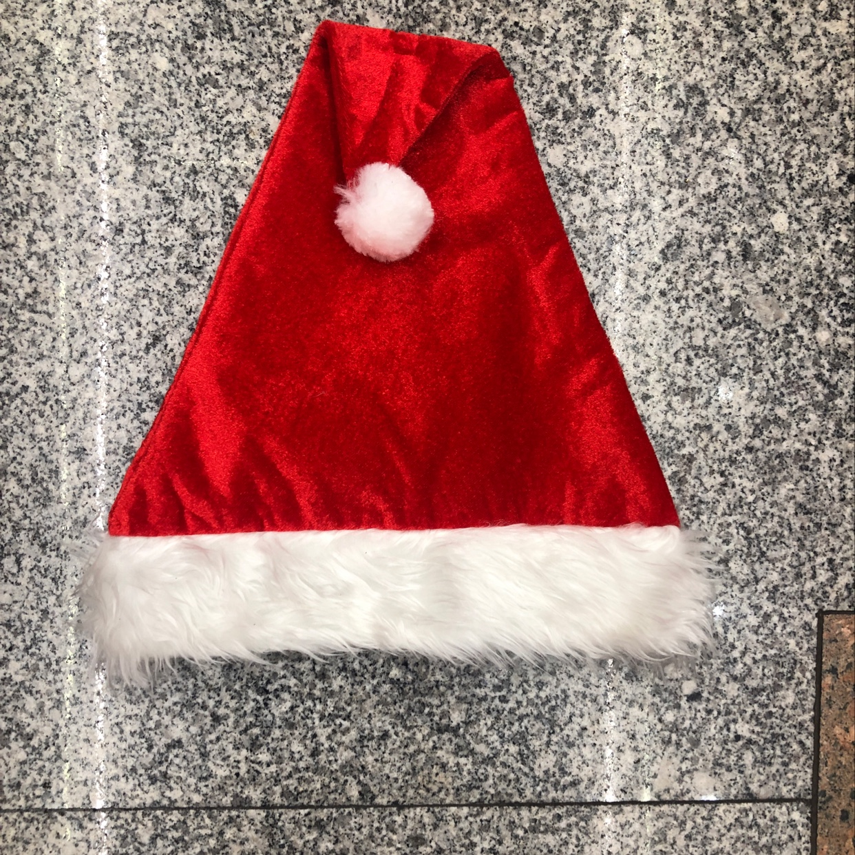 Double velvet Christmas hat with long fur brim full figure