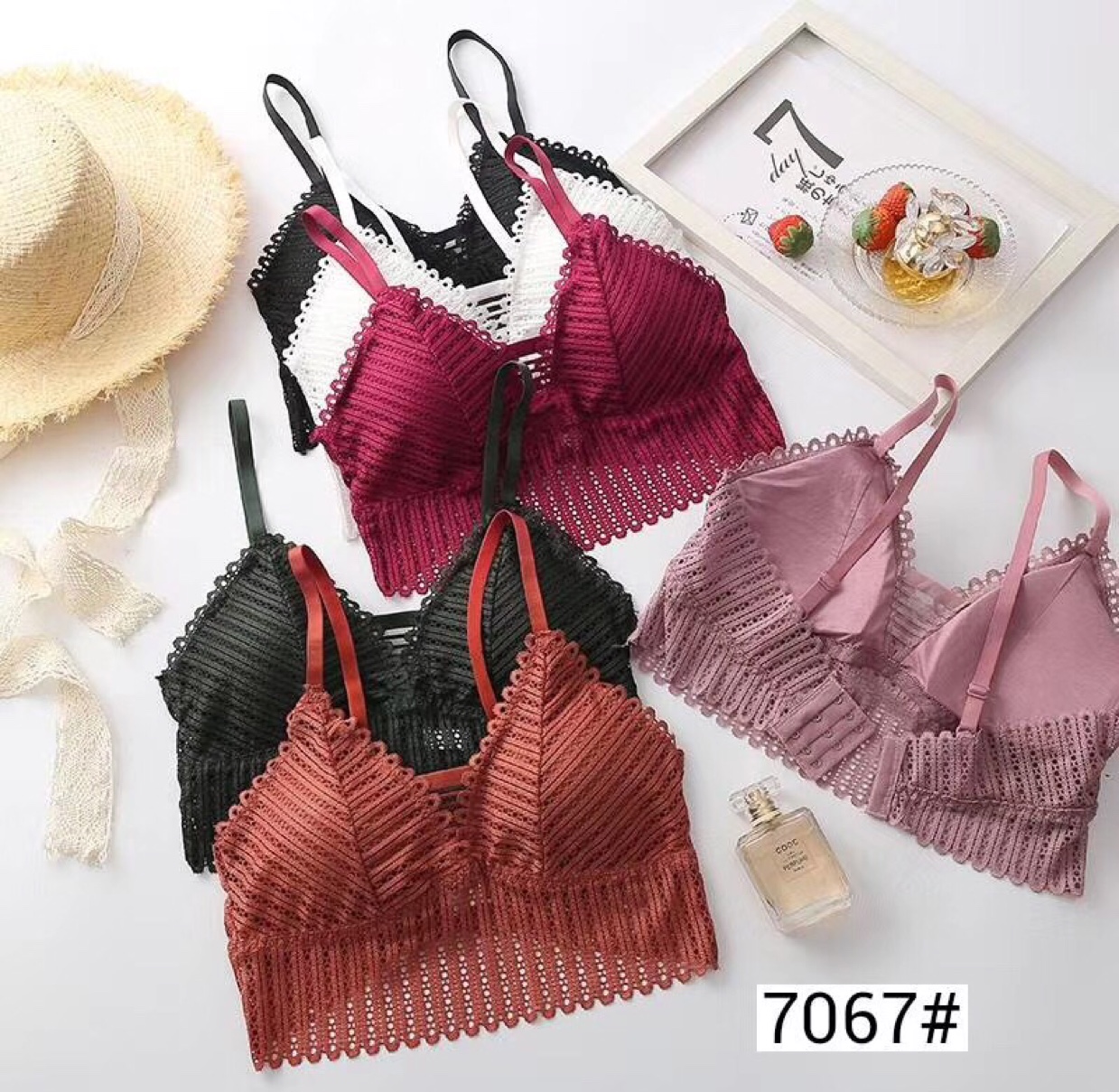 Sexy lace lace-up with enlarged rear buttons for women's innermost bras details Picture