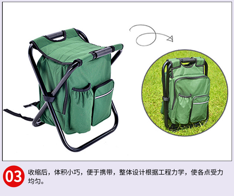 Folding stool, camouflage ice pack stool, insulated bag fishing stool, outdoor refrigerated fishing stool and chair detail image 6