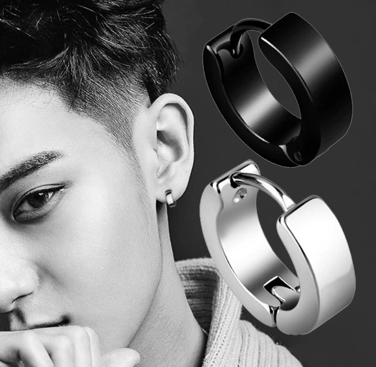 Titanio aleación de acero overair pendientes para hombres versión coreana moda simple pendientes hebillas de oído personalidad marea negro auricular accesorios Application Scenario