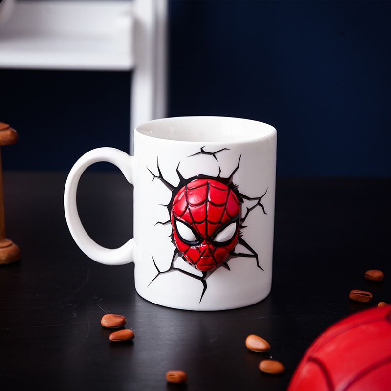 Personalized ceramic mug Creative cartoon Spiderman ceramic cup milk coffee cup custom LOGO gift cup full figure