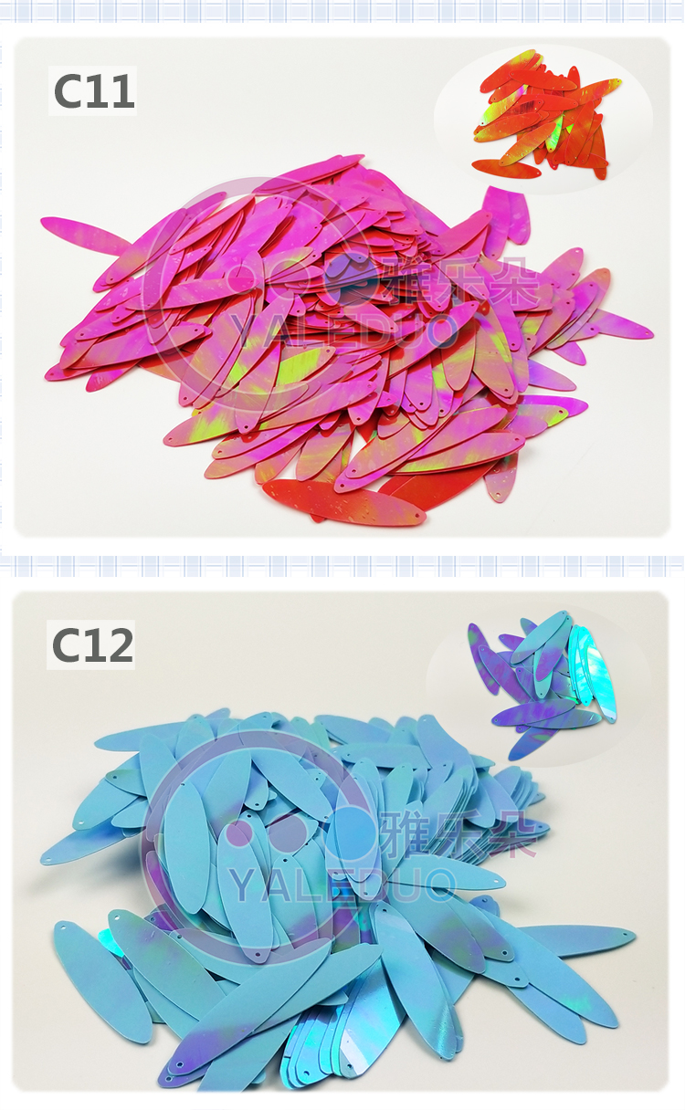 Double-pointed oval golden iridic single-hole sequin diy handcrafted irregular-shaped sequin clothing earrings accessories detail image 9