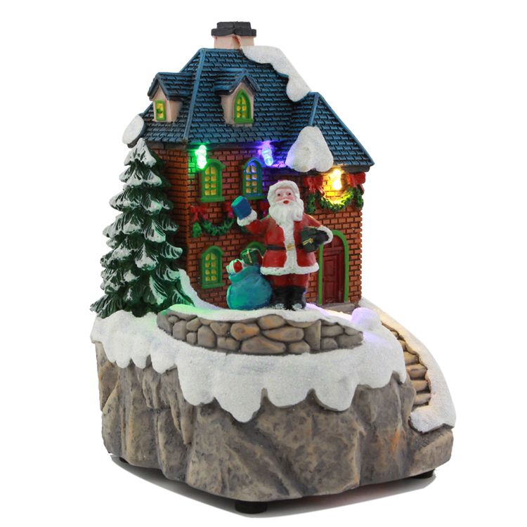 LED彩灯圣诞装饰礼品旋转乡村房子模型健美工艺详情图1
