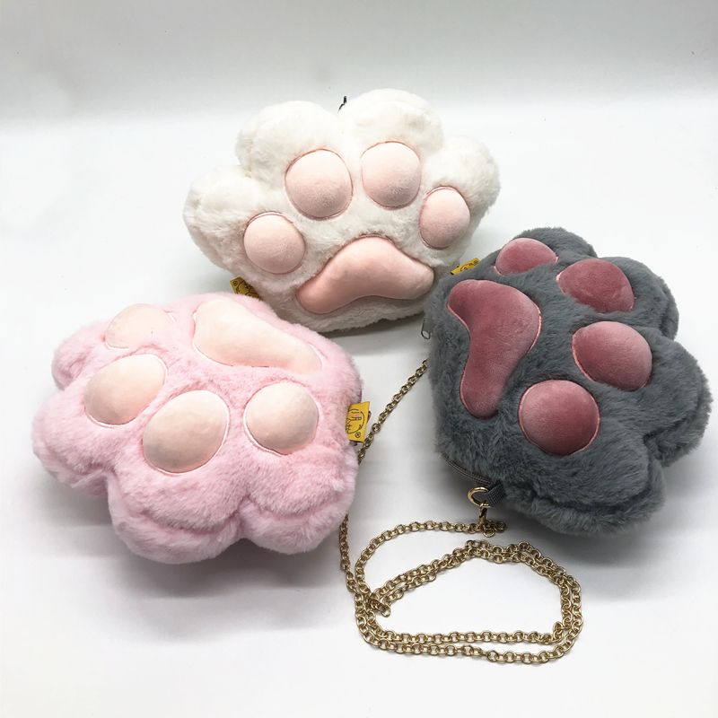 Creative cute cat paw plush toy Cat paw doll chain crossbody bag boutique doll machine supply thumbnail