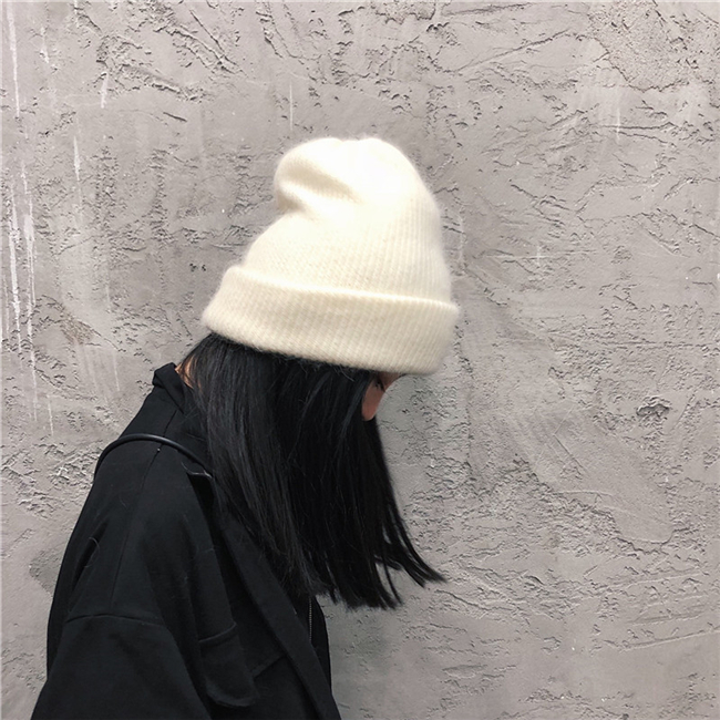 Double Thickened Angora Rabbit Hair Warm Wool Hat For Men And Women Autumn-Winter Vintage All-Over Earprotection Pile Knit Hat full figure