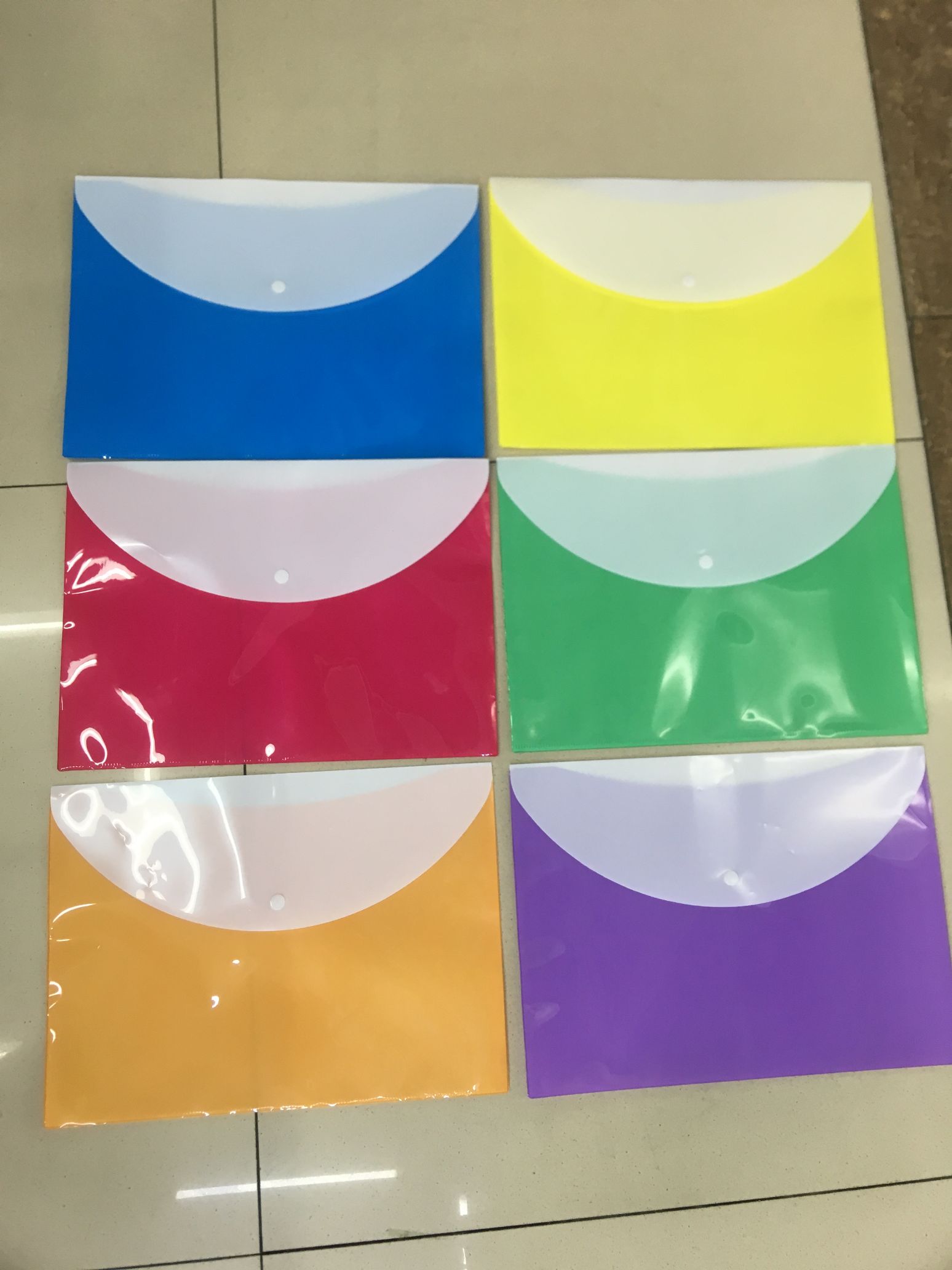 实色圆盖双口袋文件袋