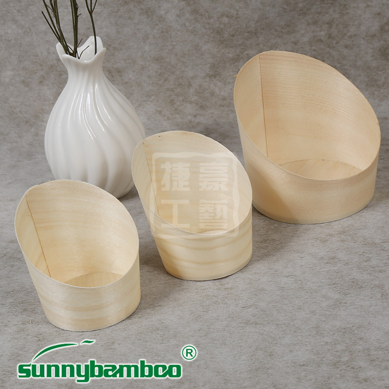 Yiwu Haohuo Jiehao ZYY beveled wooden cups, disposable solid wood cups, cake cups, storage cups, food detail image 3
