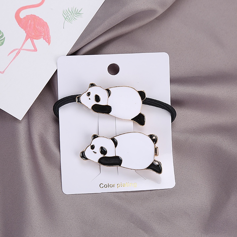 Cute bear panda gigante conejo banda de cuero traje de clip de pato anillo de pelo cuerda de cabeza adorno de pelo tiara banda de cuero clip de borde clip de flequilla venta al por mayor details Picture
