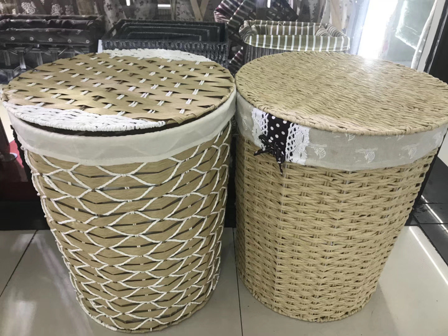 Dirty clothes basket three-piece storage bag Storage box Hand-woven basket undefined