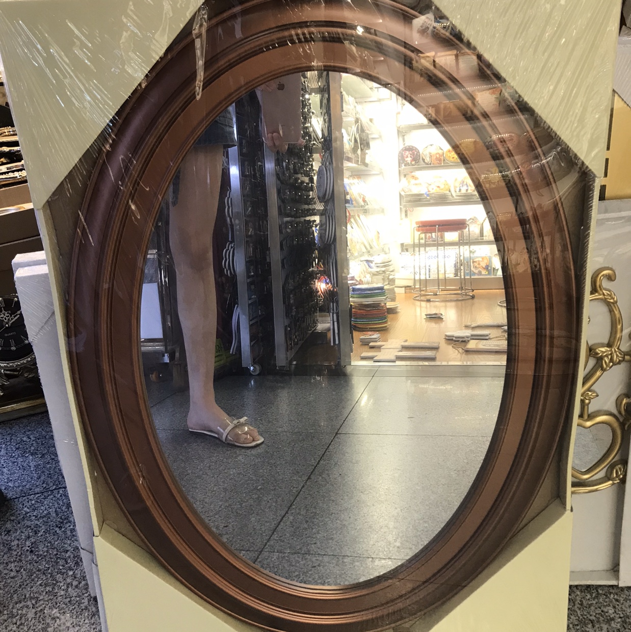 欧式壁挂镜子椭圆壁挂镜子塑料镜子墙上镜子
