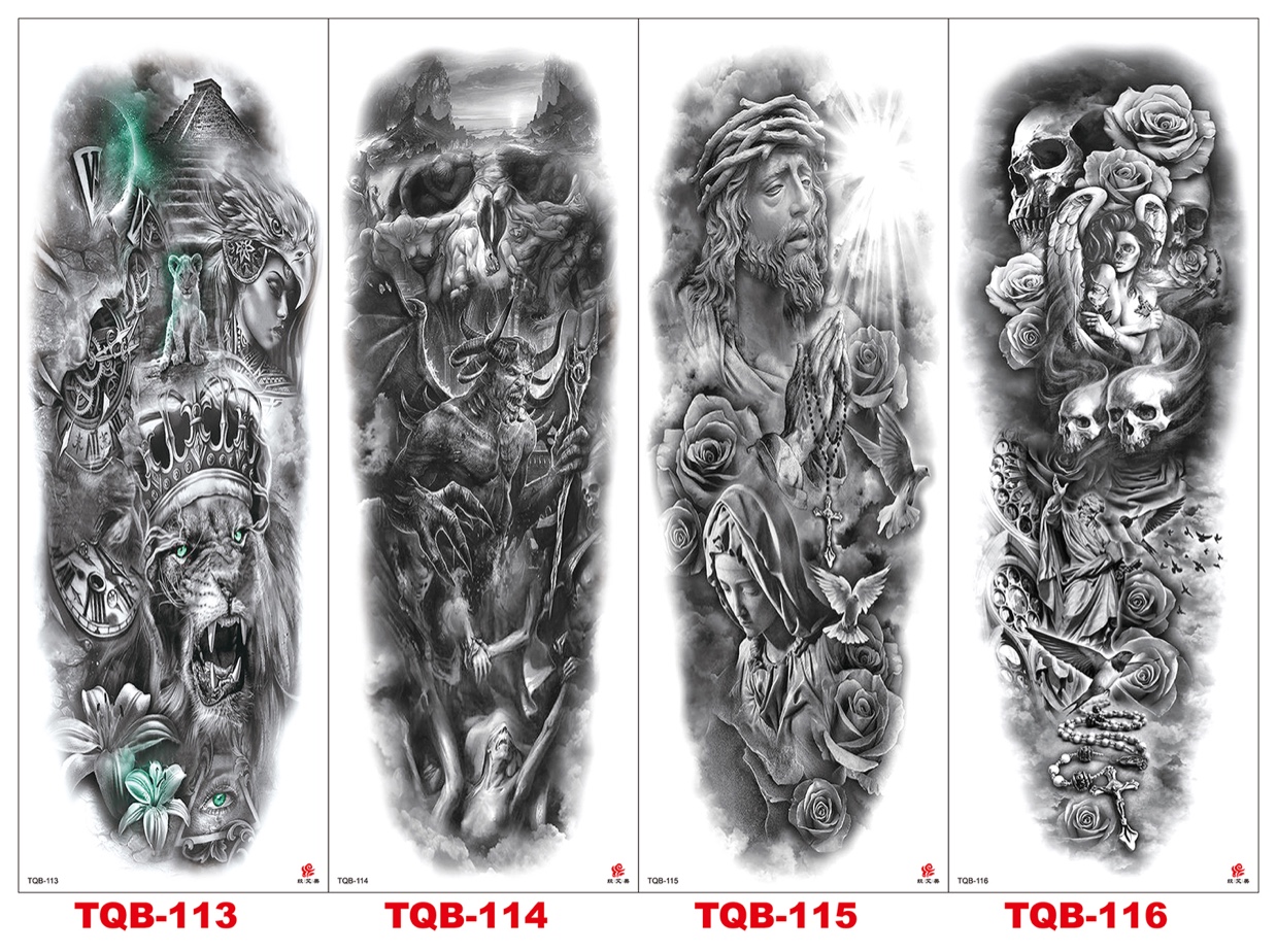 Tattoo纹身贴全臂水转印size：48x17cm opp 环保防水细节图