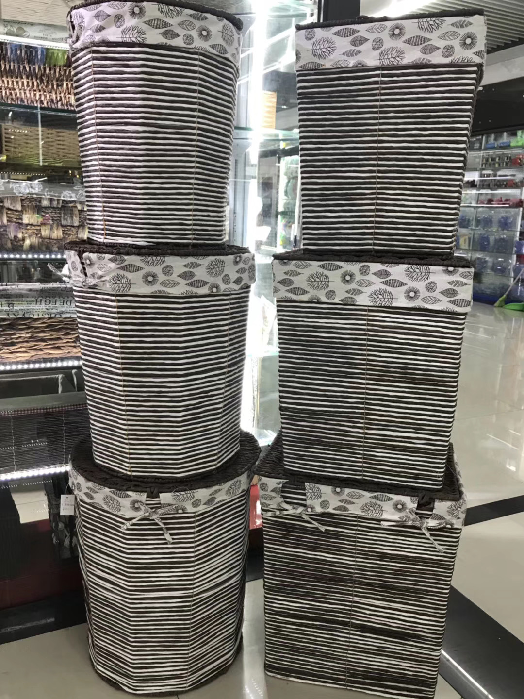 Dirty clothes basket three-piece storage bag Storage box Hand-woven basket undefined