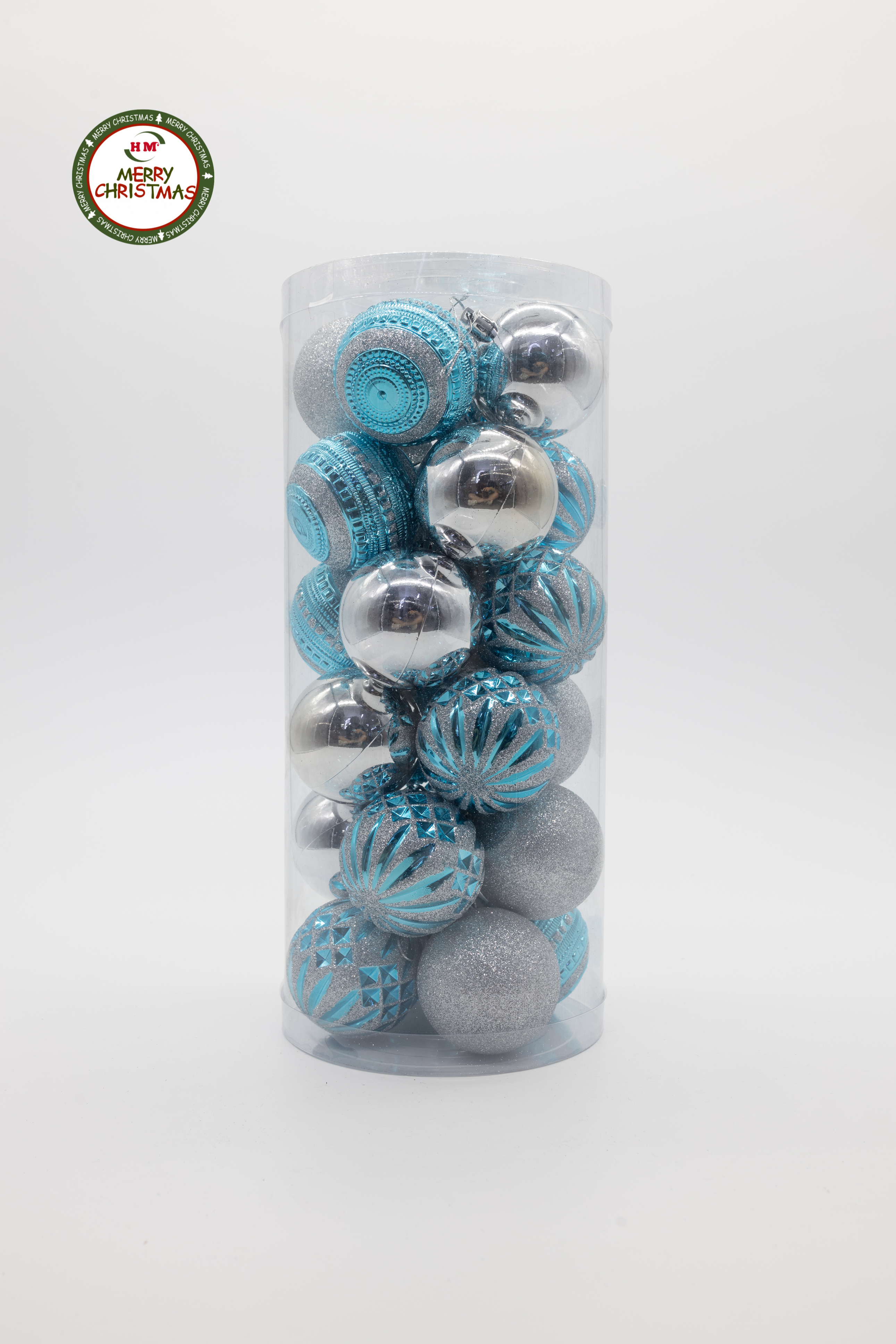 圣诞节装饰品圣诞球彩球蓝色厂家直销电镀光球哑光球粉球套装礼盒详情图4