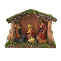 Resin Christmas manger group wooden house