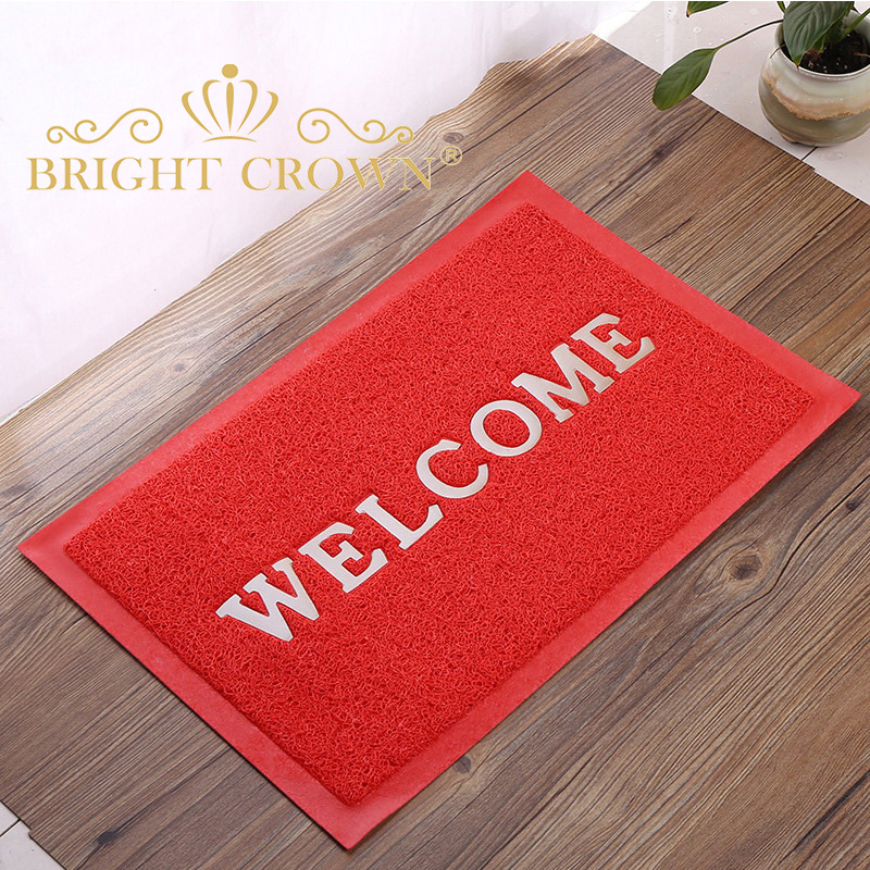 PVC单色丝圈发泡底长方脚垫 welcome地垫 进门口浴室门口防滑脚垫详情图6