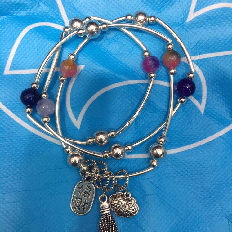 Three rings of stone in imitation of silver. Long life bracelet thumbnail