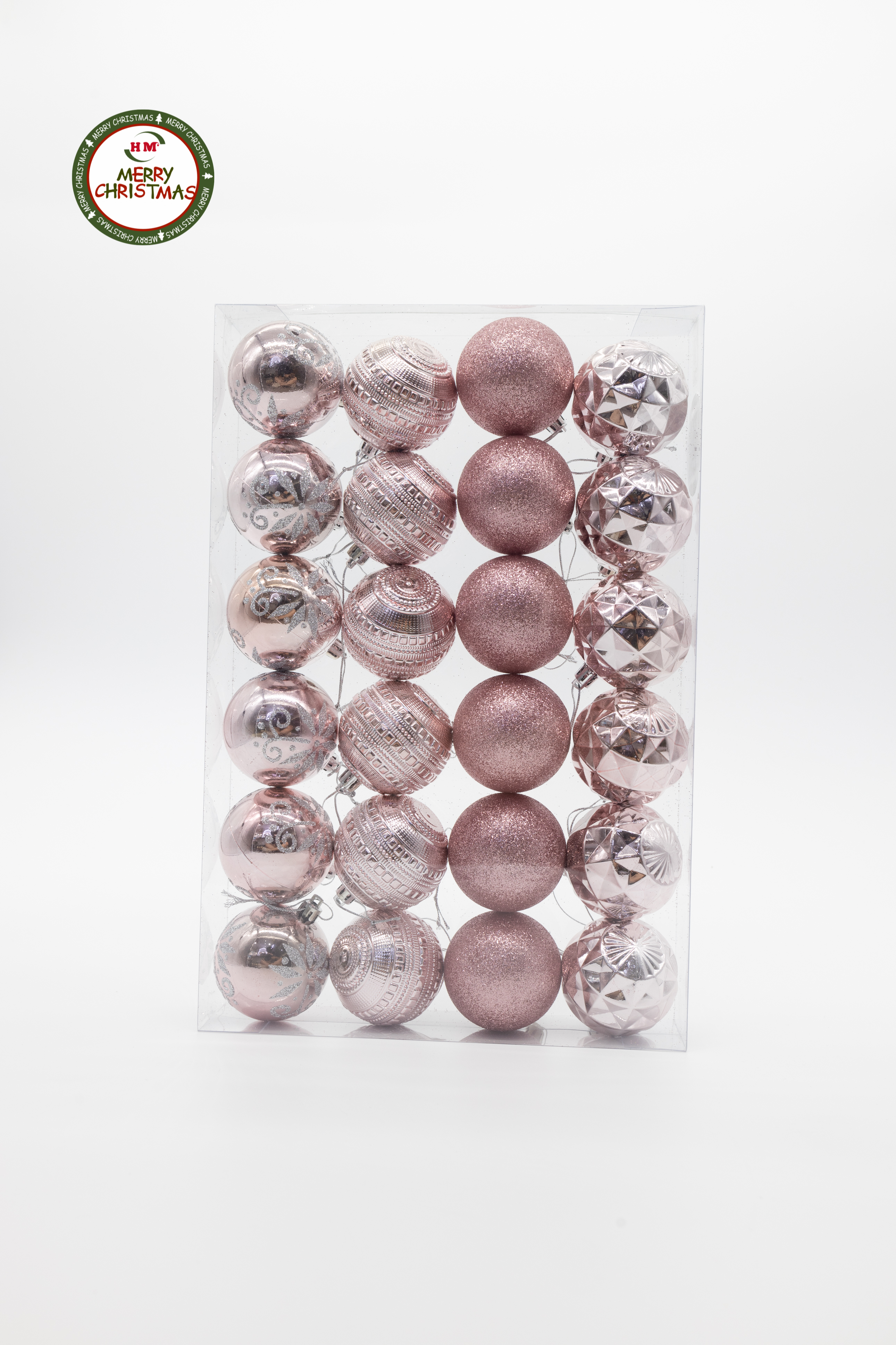 圣诞节装饰品圣诞球彩球新款厂家直销电镀光球哑光球粉球彩绘组合详情图3