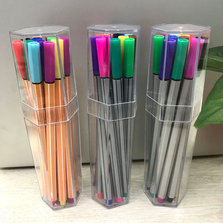 Micro hole signature pen 0.38mm line marker pen 0.4mm grey rod yellow rod round rod barrel Hongya pen