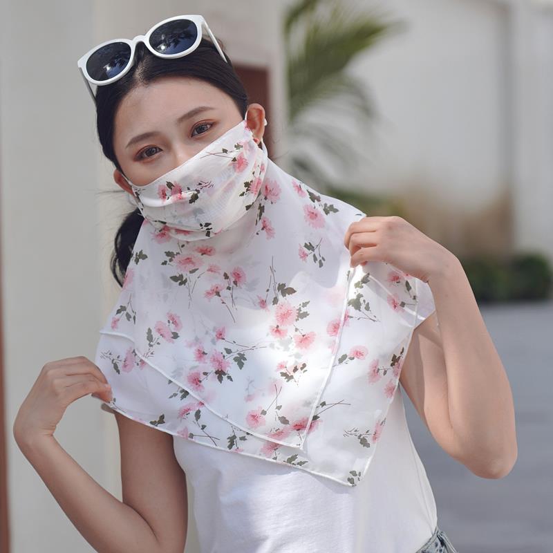 Fashionable and versatile chiffon sun protection mask for neck protection