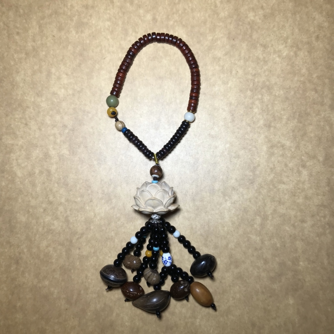 20 Yellow lotus flower hanging Bodhi pendant