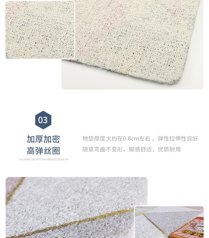 INS北欧风PVC丝圈地垫脚垫清新简约进门入户防滑门垫家用卧室地毯详情图7